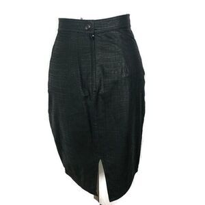 Vintage Greg Adams Leather Skirt Women Size 9‎ 10 High Waisted Black Printed